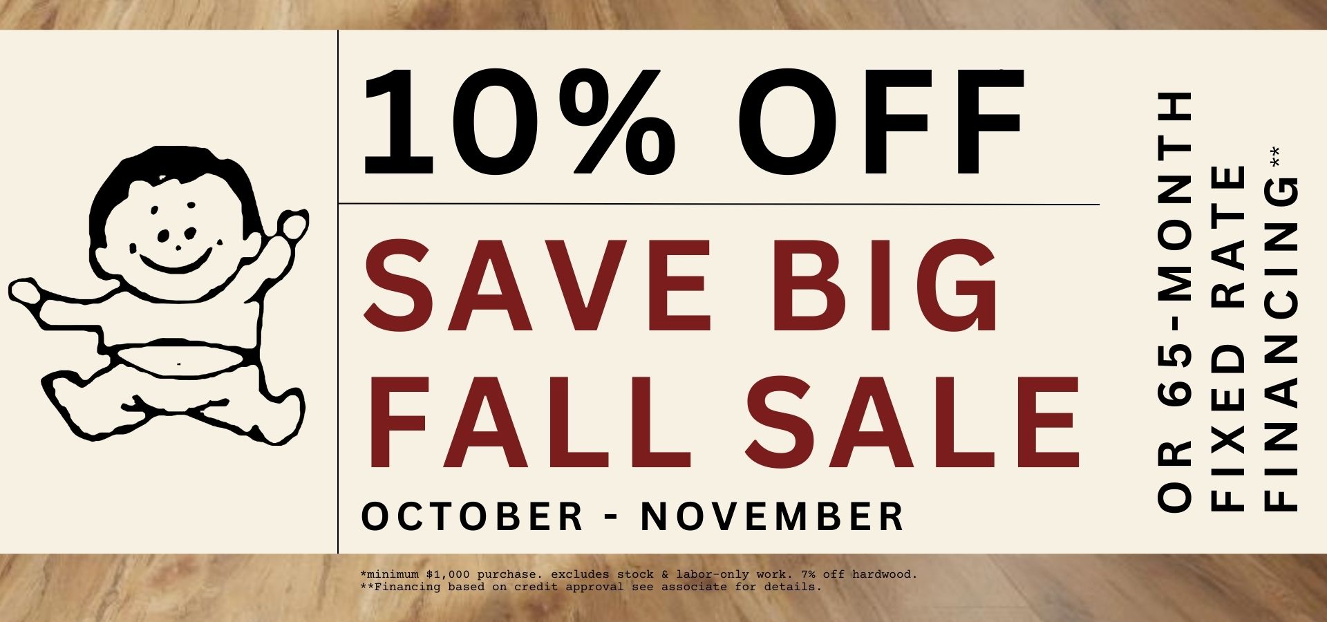 fall sale save big ten percent off financing october november